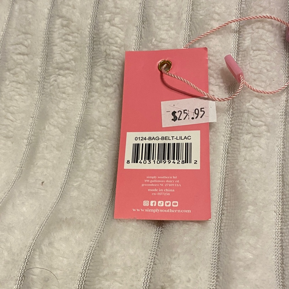 Simply Southern Pink Crossbody Bag with Striped Strap - Picture 4 of 5